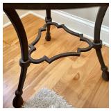 Glass Top Accent Table w/ Black Decorative Metal Base