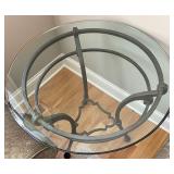 Glass Top Accent Table w/ Black Decorative Metal Base