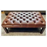 Leather Ottoman with Serving Trays by Arhaus