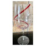 4 Wine Glasses with Red Accents