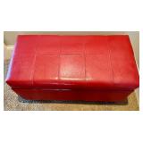 Red Pleather Ottoman