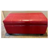 Red Pleather Ottoman