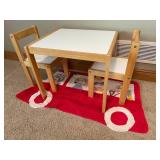 Childs Table w/ Two Chairs and a school Bus Rug