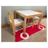 Childs Table w/ Two Chairs and a school Bus Rug