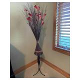 Metal Stand With Faux Floral Arrangement
