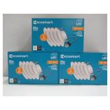 3-Pack EcoSmart 4 in. White Integrated LED Recessed Trim, Soft White (12 Pieces total)