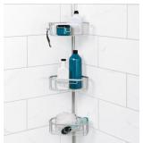 Zenna Home NeverRust Aluminum Tension Corner Shower Caddy in Satin Chrome