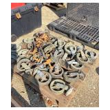 Pallet of Wheels and Clamps