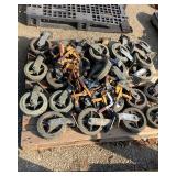 Pallet of Wheels and Clamps