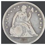 1871 Seated Liberty Silver Dollar