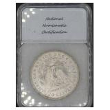 1884 O Morgan Silver Dollar - MS 64 - National Numismatic Certification