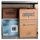 (3) Compact Tissue Dispensers In Box, & Time Card Rack Model# 120R in Box