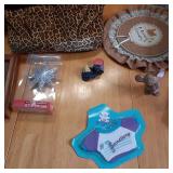 Covered tote containing home decor....
