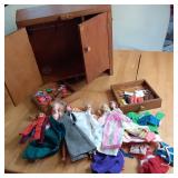 Antique Wooden Doll Wardrobe with c...