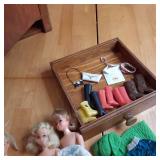 Antique Wooden Doll Wardrobe with c...