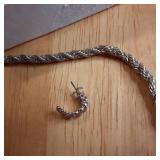 Silver toned necklace and earring s...