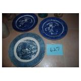 (3) plates. (2) crocks, (3) vintage...
