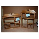 (2) Large Wooden shelves with abstr...