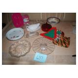 (3) plates. (2) crocks, (3) vintage...