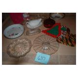 (3) plates. (2) crocks, (3) vintage...