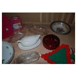 (3) plates. (2) crocks, (3) vintage...