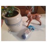 Stoneware Planter with Decor and De...