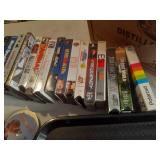 (12) Serving Trays and box of VHS &...