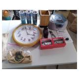 Assortment of home decor including Wall clocks, corner shelves, lamps and more! see pics for detail on what