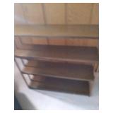 4 tier metal Shelving unit, (2) over the door white coated wire style organizer units along with a 78" decorative curtain rod which includes the wall mounted rod holders and hardware.