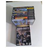 Stack of assorted Nintendo Gamecube video games.