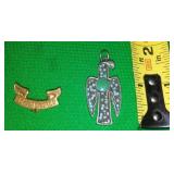 Turquoise pendant and "Be Prepared" BSA pin.