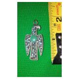 Turquoise pendant and "Be Prepared" BSA pin.