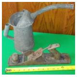 2 quart vintage fluid filler & hand plane.