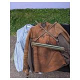 The Shop Lot includes Leather Welding Coat, Rain Coat, Overalls, Tire Iron & Jack