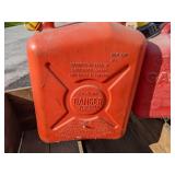 Set of (2) Empty Gas Cans and (3) Wooden Apple Crates