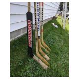Lot of (4) Left Handed Hockey Sticks & (1) Goalie Stick (KOHO, Sherwood & Louisville)
