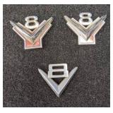 Set of (3) Vintage Ford V8 Emblems