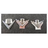 Set of (3) Vintage Ford V8 Emblems