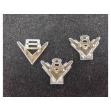 Set of (3) Vintage Ford V8 Emblems