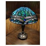 Large Stained Glass Dragonfly Table Lamp