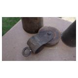 Three Vintage Metal Oil Cans--Two Brown Crocks W/ Lids--Etc.