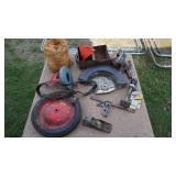 Miscellaneous Items--Ball Of Twine--Vintage Hand Planer--Sealed Beam AC Guide Head Light--Old Wheel,  Etc.