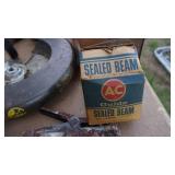 Miscellaneous Items--Ball Of Twine--Vintage Hand Planer--Sealed Beam AC Guide Head Light--Old Wheel,  Etc.