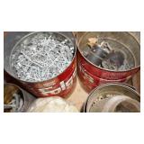 Oil Spout--Miscellaneous Piping--Miscellaneous Steel--Coffee Cans Of Nails--Plastic Bolts--Reese Trailer Hitch  (2263)