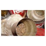 Oil Spout--Miscellaneous Piping--Miscellaneous Steel--Coffee Cans Of Nails--Plastic Bolts--Reese Trailer Hitch  (2263)