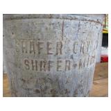 Antique milk can -  Shafer Creamery...