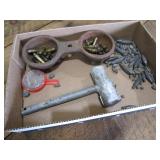 Lead weights & hammer, cast double ...