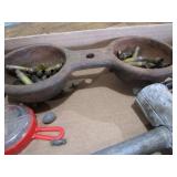 Lead weights & hammer, cast double ...