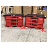 Lot of 2 - Milwaukee PACKOUT 3-Drawer Tool Box one is damaged see pictures