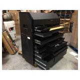 Husky Industrial 52 in. W x 21.5 in. D 15-Drawer Tool Chest and Rolling Cabinet Combo with LED Light in Matte Black missing keys see pictures